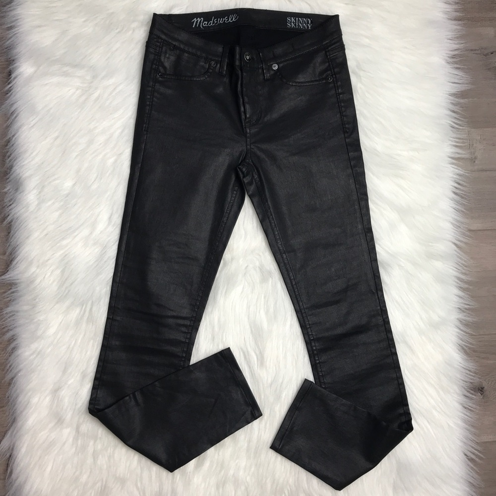 Madewell black coated skinny jeans sz 26 mid rise